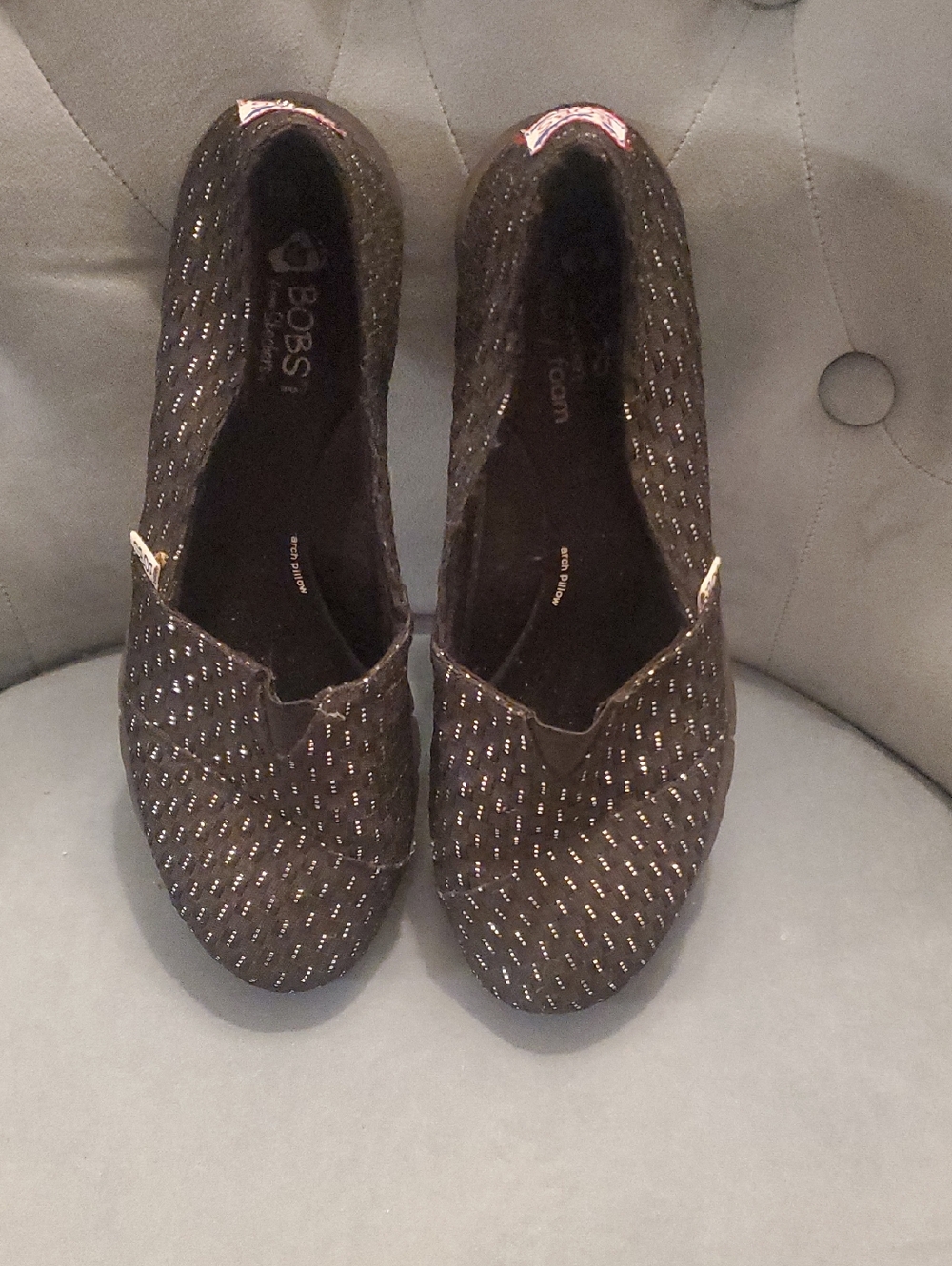 BOBS from Skechers Black Sparkle Slip-On Flats